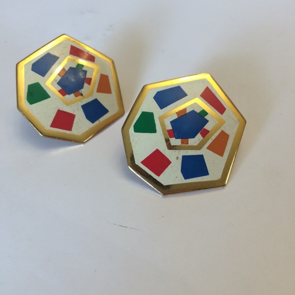 Vintage Jewelry - Unique Vintage colorful clip on earrings